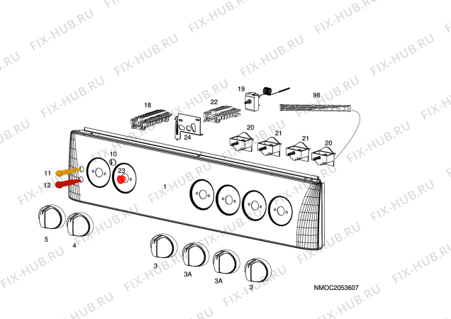 Взрыв-схема комплектующей Husqvarna Electrolux QSG7041W - Схема узла H10 Control Panel